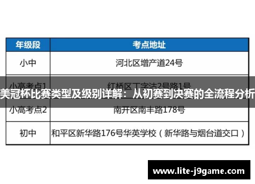 美冠杯比赛类型及级别详解：从初赛到决赛的全流程分析